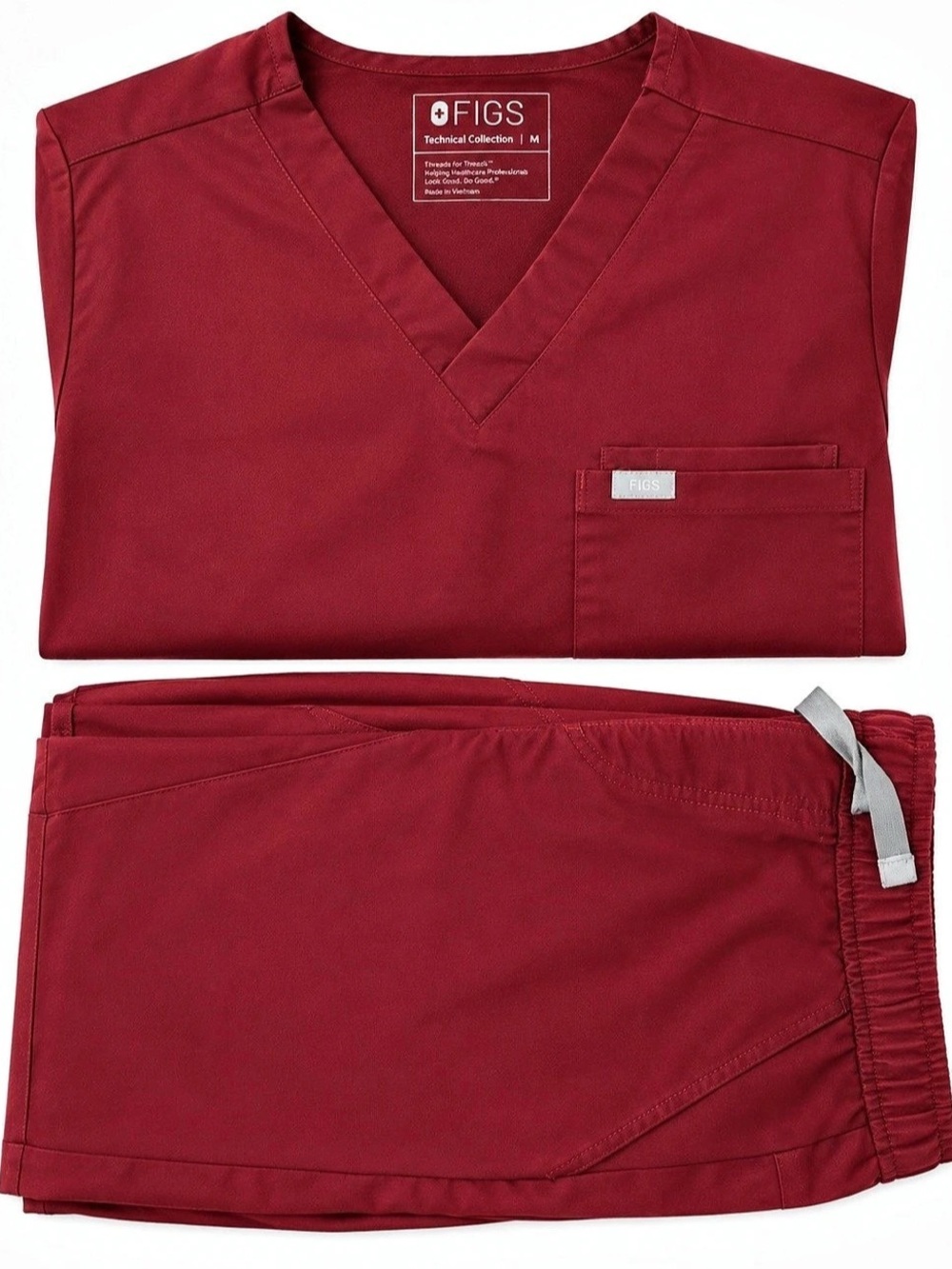 FIGS Technical Collection V-Neck Scrub Set in Red Size Medium NWT